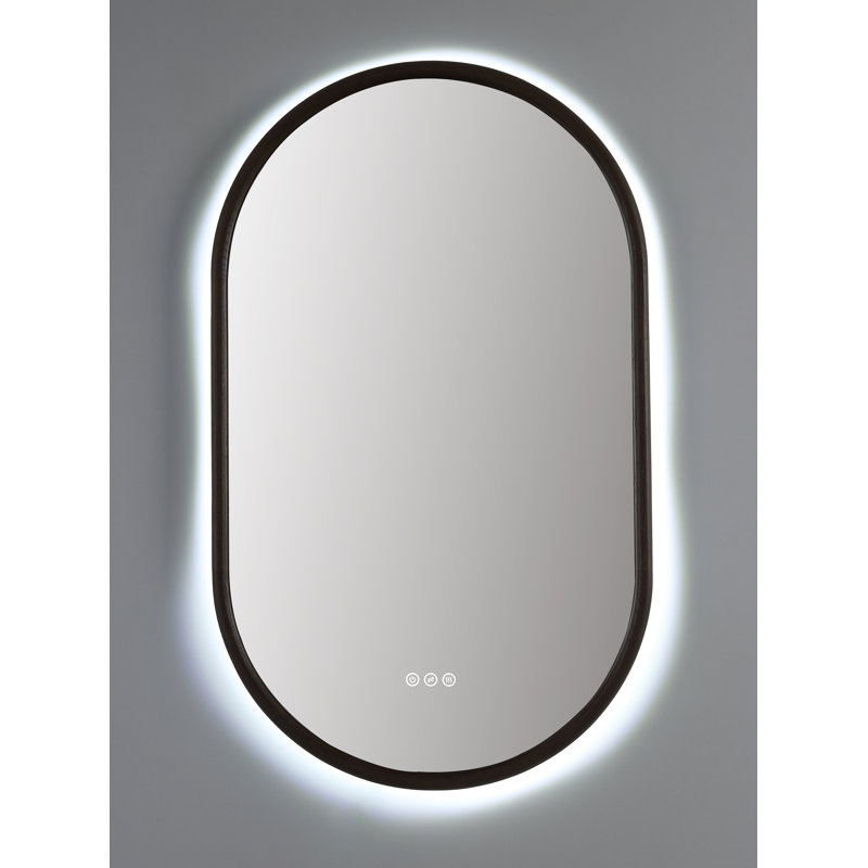 Zen LED Mirror, 39.37" x 23.62", Chestnut, Oval