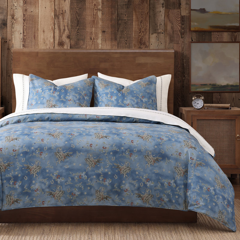 King Denim Floral Cotton Western Bedding Set