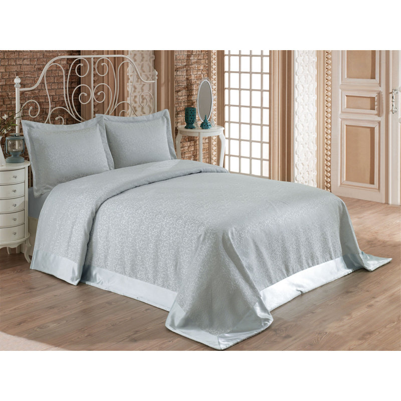 Ensemble de housse de couette 3 pièces en mélange de coton Parrella, Menthe