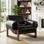 Fauteuil d'appoint de style Mid-Century moderne, fauteuil de lecture en similicuir huilé avec structure en bois massif, sièges de salon ergonomiques pour le salon, le bureau et le studio-1177335047