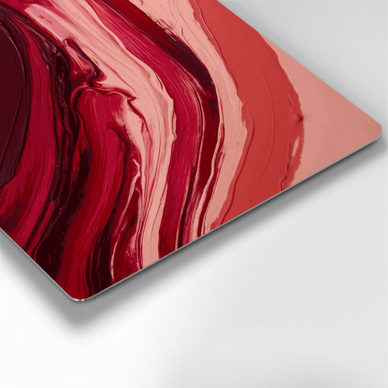 Abstrait couleur champ 8 rouge, art mural en métal, H 32 po x l 32 po