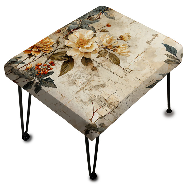Charme de maison de campagne rétro beige floral - repose-pieds rectangulaire floral