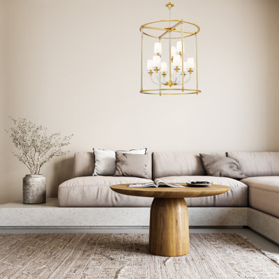 Lustre 9 lumières en laiton frotté Ain