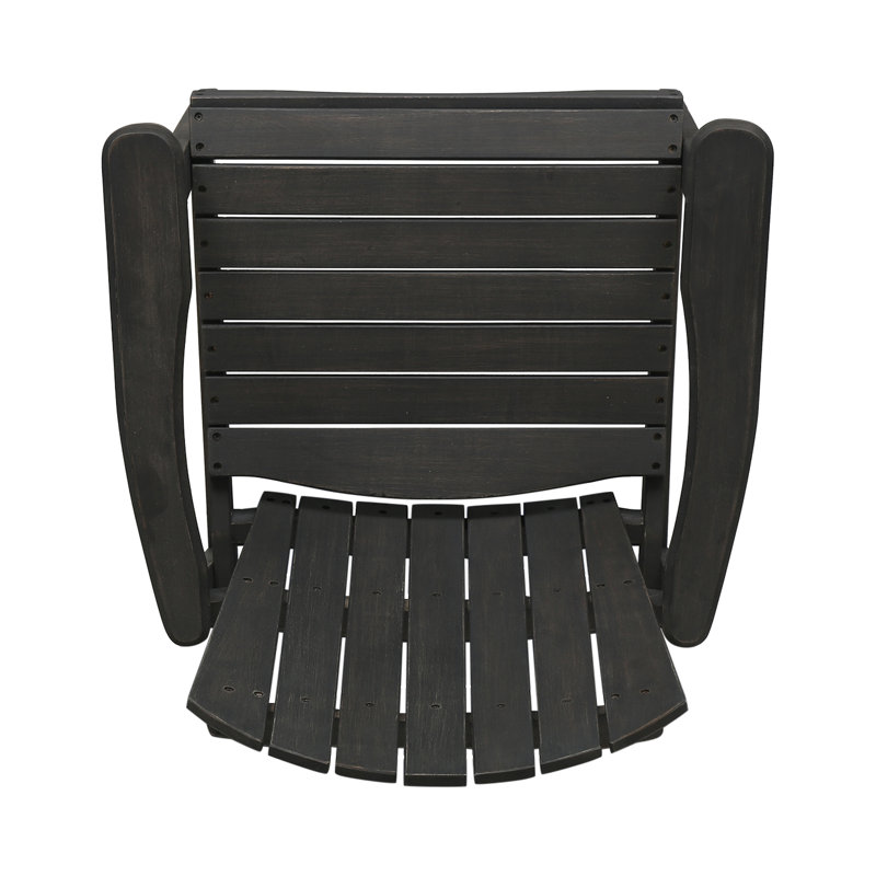 Chaises de salle à manger d'extérieur résistantes aux intempéries en bois d'acacia Adirondack (ensemble de 2), finition gris foncé