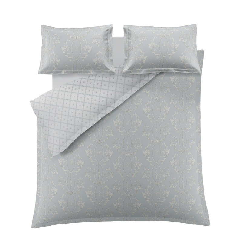 Historic Royal Palaces Bedding, King Duvet Cover Set + 2 Standard Pillowcases, Blue Damask