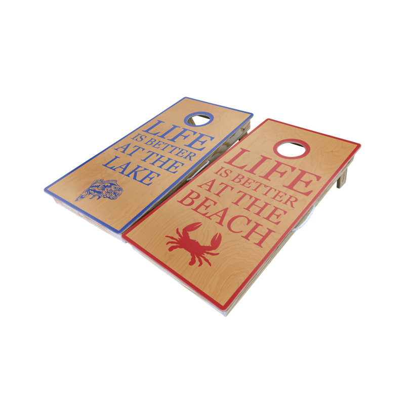 Panneau de cornhole en bois manufacturé 2 pi x 4 pi Lake and Beach Life