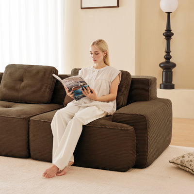 Velvety Corduroy Sofa - 32D Sponge, No Assembly, Cloud-Like Comfort