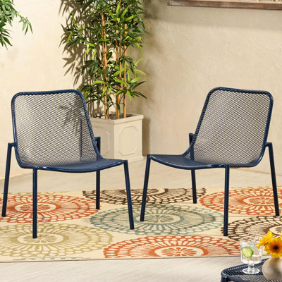 2 chaises empilables, expertise en fer bleu marine mat, détails fabriqués à la main, 26 po x 22,64 po 26 po, siège 18 po 19,5 po 12,5 po 2 assemblage, prouesse, combiné,