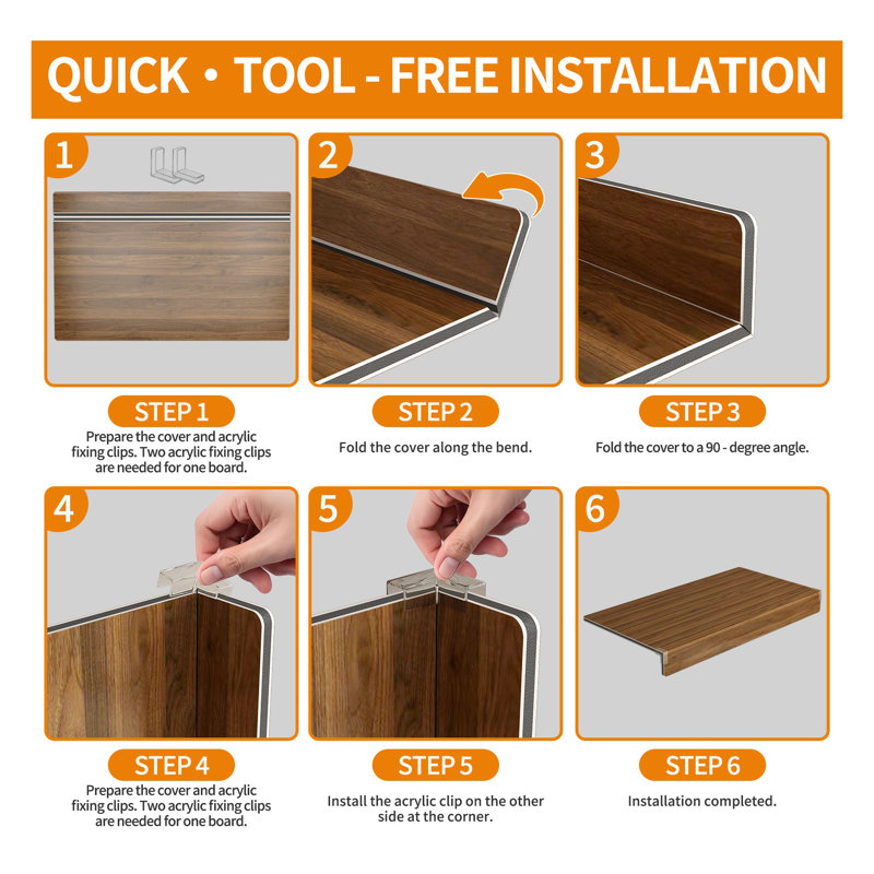 Couvre-tablettes 5 pièces à finition noyer pour supports de 30 po x 12 po, doublures en mousse PVC, 4" H x 22" W x 27" D
