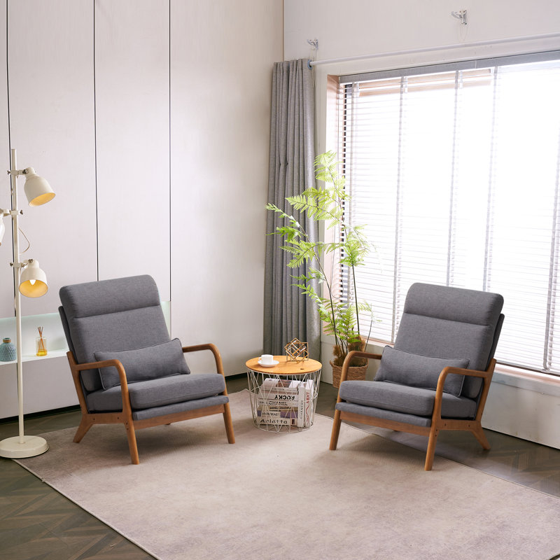 Fauteuil de 25,6 po de large Mamye, Lin gris