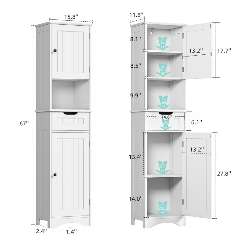 Armoire de rangement 67 po, Blanc