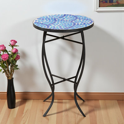 Azure Plant Stand with Black Metal and Blue Glass