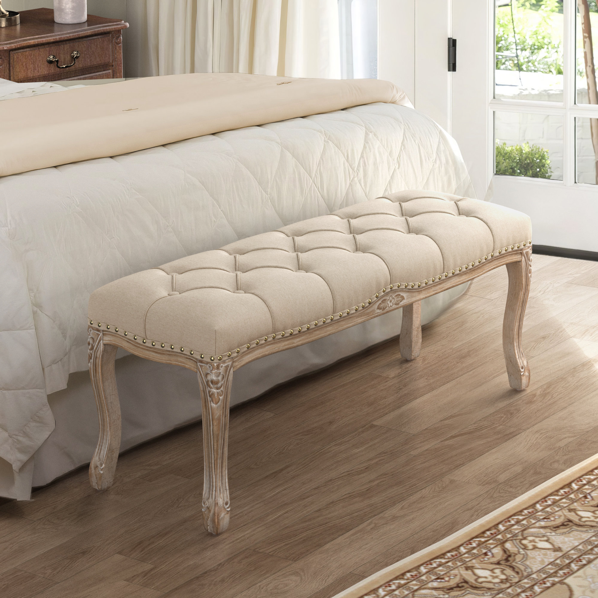 Laurel Foundry Modern Farmhouse® Barajas Upholstered Bench & Reviews | Wayfair