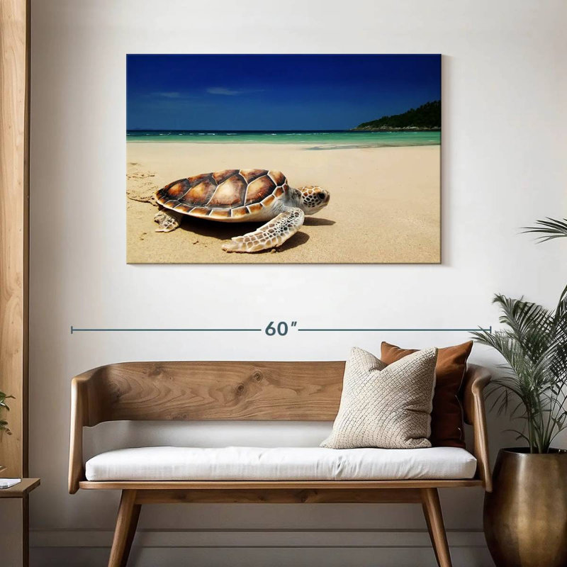 Tortue Brampt sur la plage, H 30 po x l 45 po