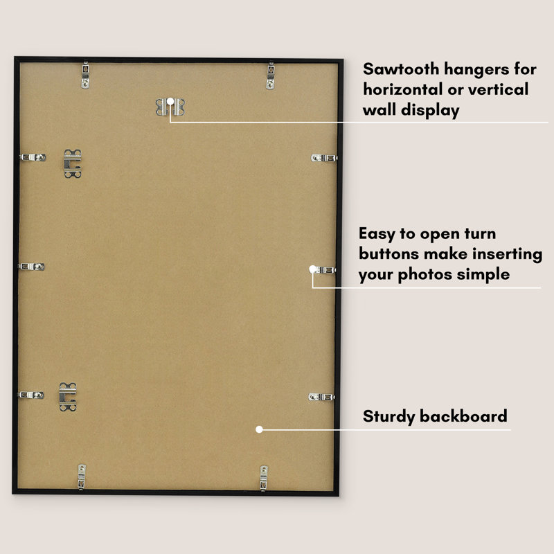 Black Manufactured Wood 18x24 Picture Frame with Oversized Mat