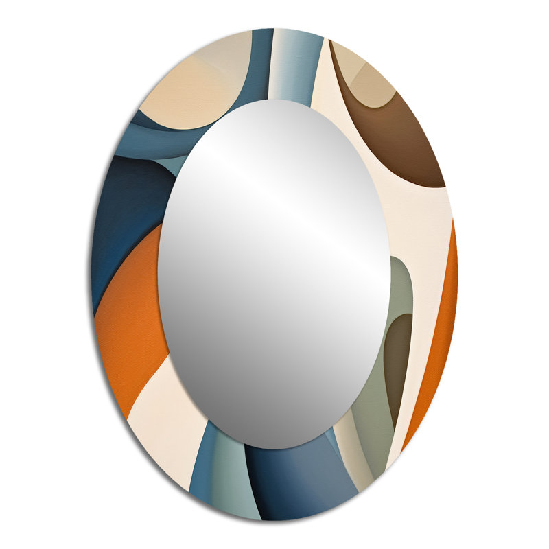 Miroir mural bleu moderne orange symétrique Visions, 40 po x 30 po