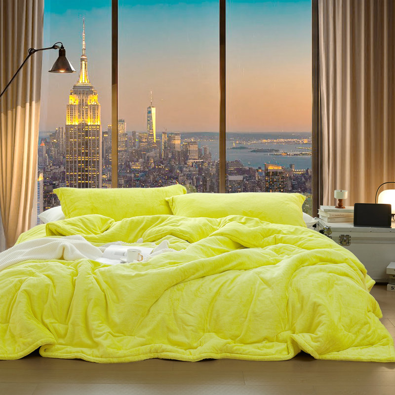 Ensemble d'édredon surdimensionné Coma, Édredon pour très grand lit + 2 très grandes ta, Jaune