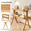 Table d'appoint de 24,6 po avec 2 tablettes de rangement à 2 niveaux et pieds en bois massif (2 PCS)-834404199-814716902