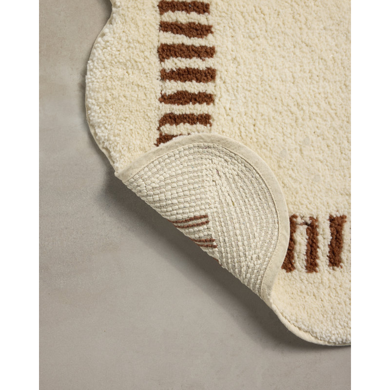 Chris Loves Julia x Loloi Valerie Ivory / Brick Bath Mat, 1'-9" x 2'-10", Ivory / Brick