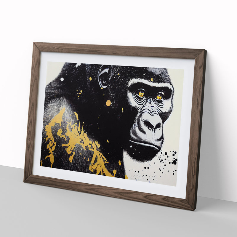 Gorilla Vol.1 - Single Picture Frame Print, 34cm H x 46cm W x 2cm D, Walnut Framed