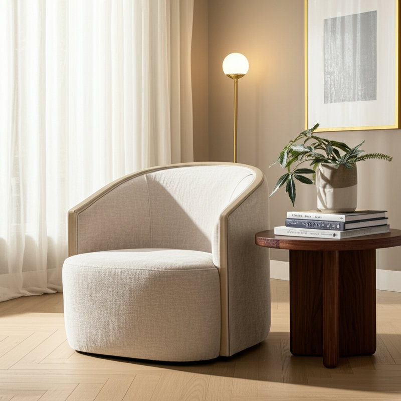 Accent Chair Upholstered Fabric Wooden Trim For Living Room Bedroom Home Office - 30" Multi-Colored