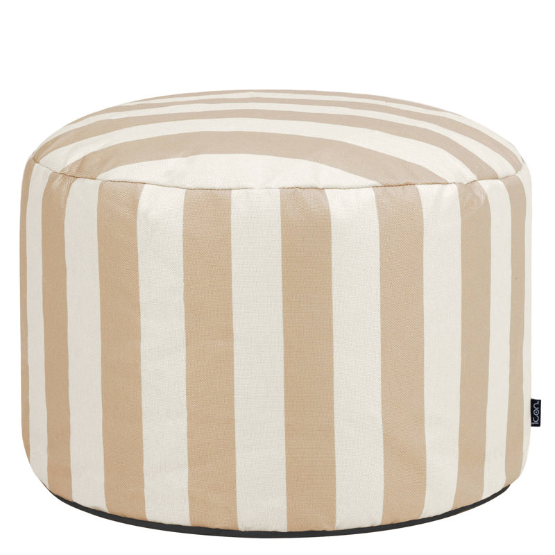 icon Milano Leopard Print Woven Round Footstool, Multicolour, Stone Striped