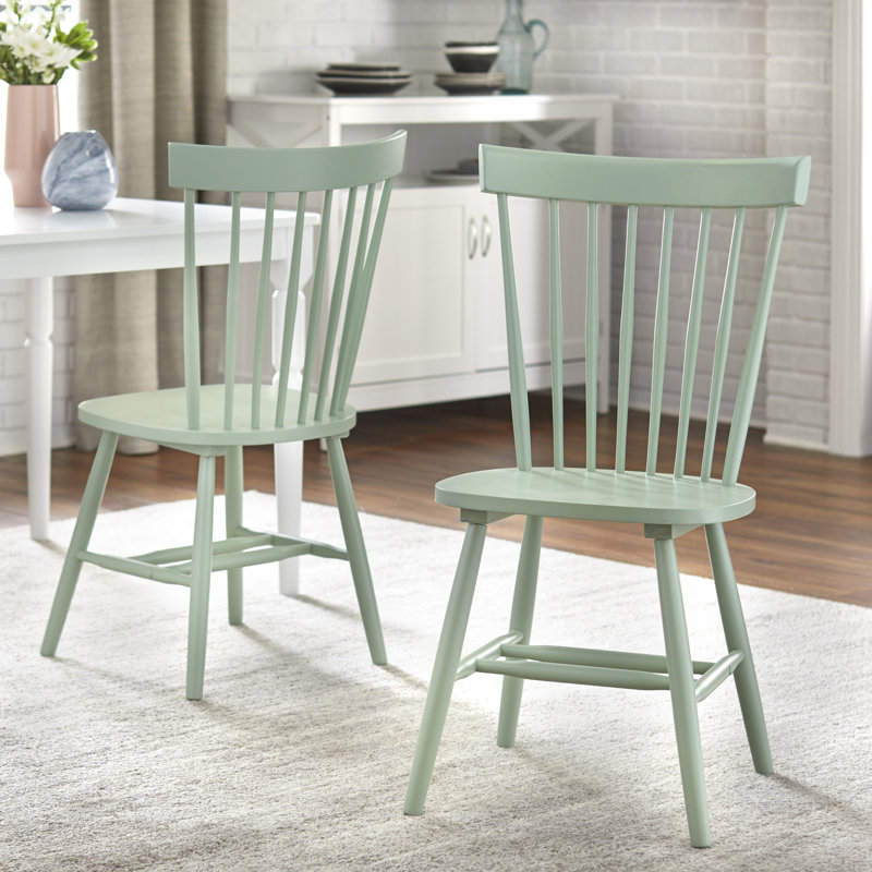 Ensemble de salle à manger en bois massif Toccoa, Table blanche avec chaises menthe, 5 pièces : 1 table, 4 chaises