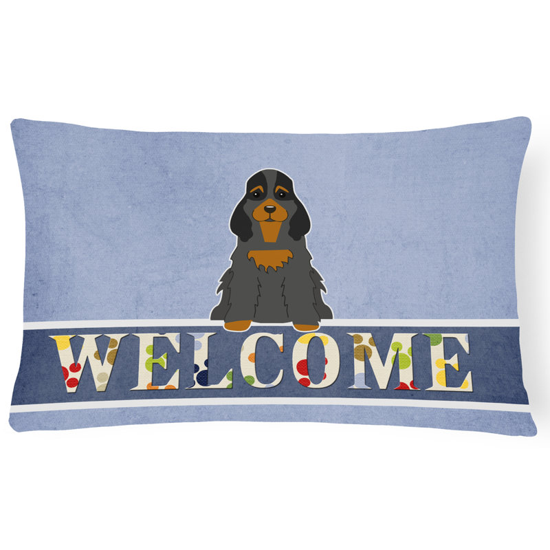  Coussin Cocker Spaniel Welcome, Noir / brun clair