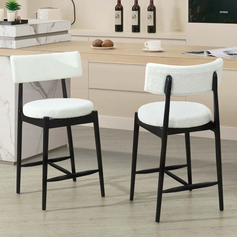 Tabourets de comptoir rembourrés en tissu Travares, Noir, noir, noir, noir