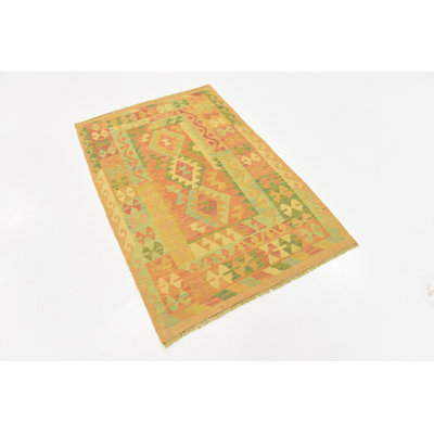 Tapis de zone en laine 3 pi 2 po x 5 pi one-of-kind main-noué la new age Elland