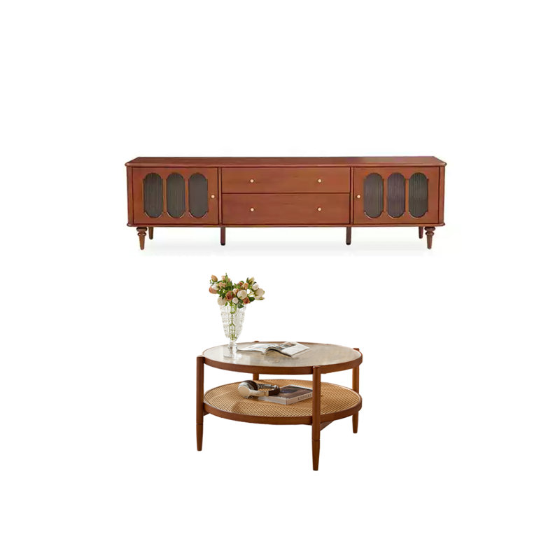 Combinaison de table basse et de meuble télé de style rétro