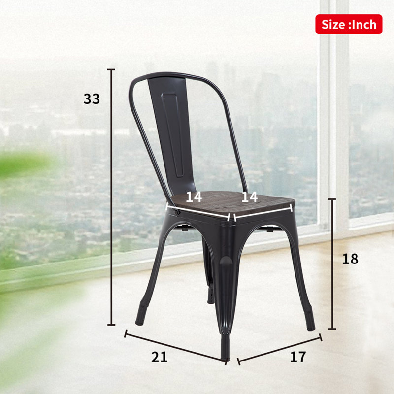 Rebello 18'' H Upholstered Metal Side Chair, Black