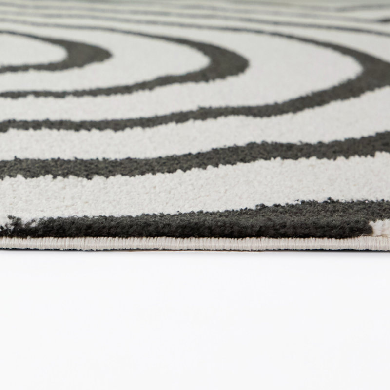 Lera Cream/Black Modern Arches Area Rug, 5'3" x 7'