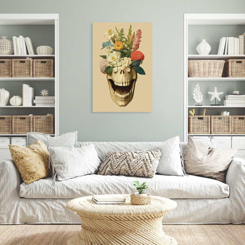 Dentiste, fleurs, dents sur toile, impression, H 36 po x l 24 po x P 1,25 po