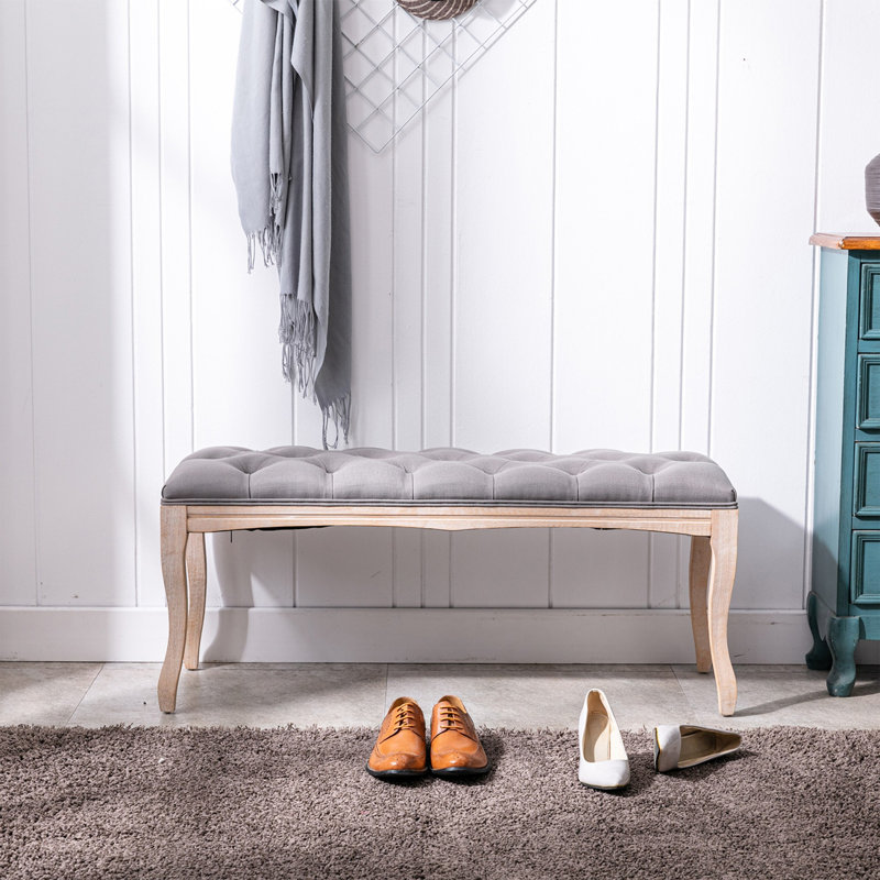 Banc rembourré en lin 43,3 po Linvella, Gray