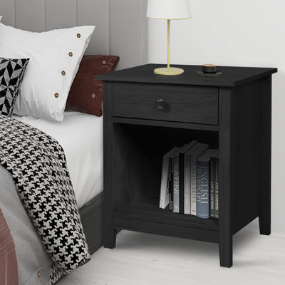 Wood Nightstand Set - Set of 2 Black Nightstands