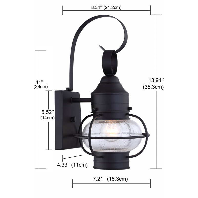 Lanterne murale d'extérieur noir mat Wynter, H 13,91 po x l 7,21 po x P 8,34 po