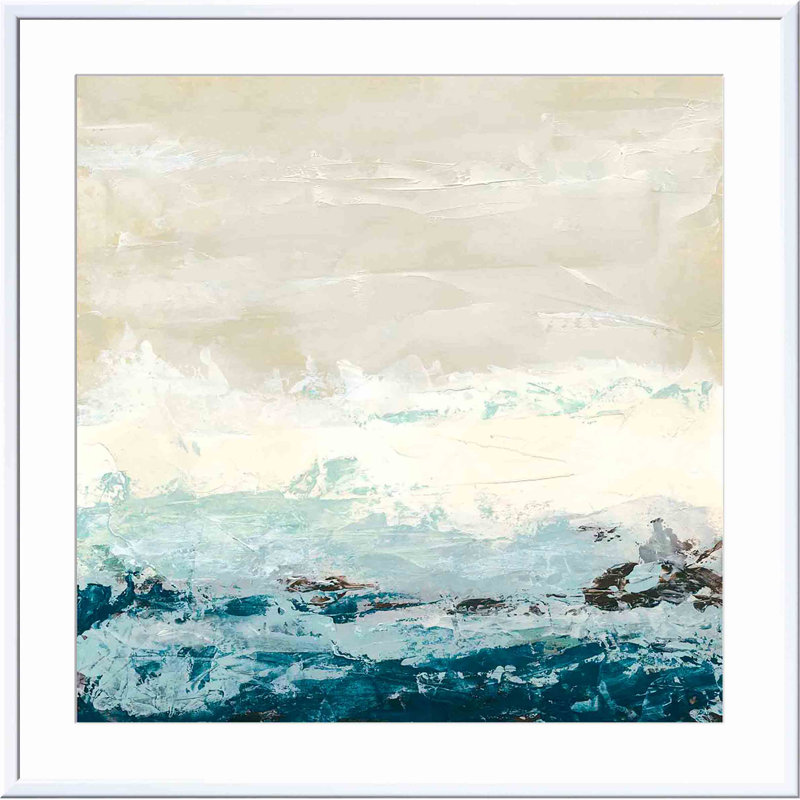 «Coastal C Courants I» par June Erica Vess - peinture encadrée, H 24,09 po x l 24,09 po x P 1,1 po, Blanc