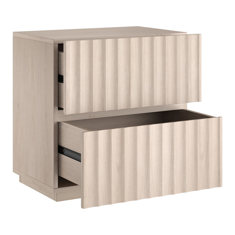 Table de chevet rectangulaire cannelée 24 po Jaylen, Alder White