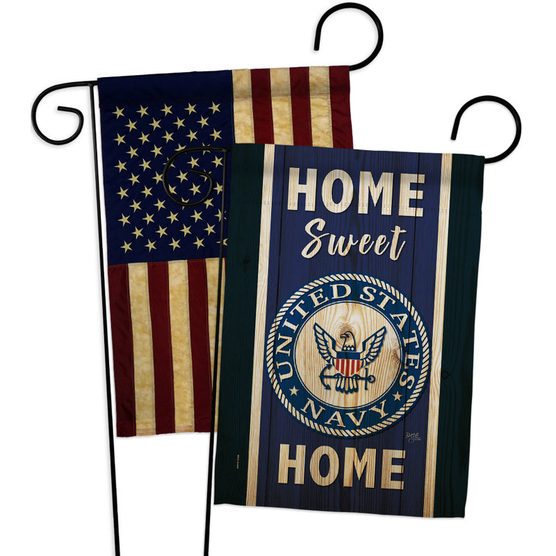 Drapeau de jardin en polyester 18 x 13 po Home Sweet Navy