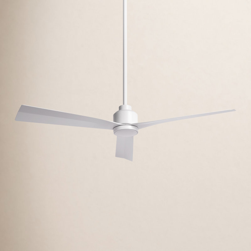 Ventilateur de plafond intelligent à 3 pales de 52 po avec télécommande incluse, Avec trousse d'éclairage, Blanc mat