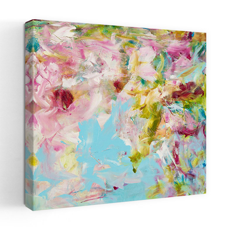 Art contemporain abstrait bouquet de jardin, H 24 po x l 24 po