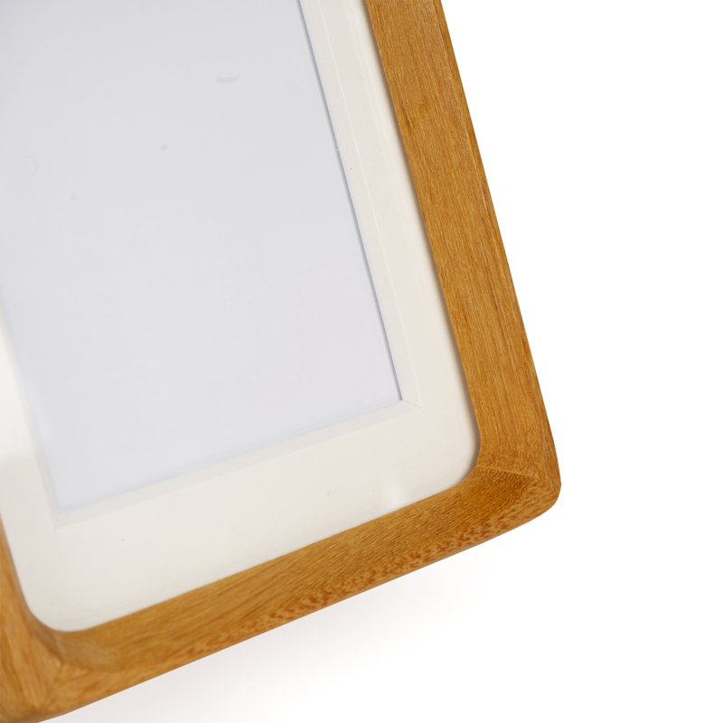 Wood Picture Frame with Mat, Desk or Wall Display Mid Century Rounded Edge Picture Frames, Teak, 14" H x 11" W