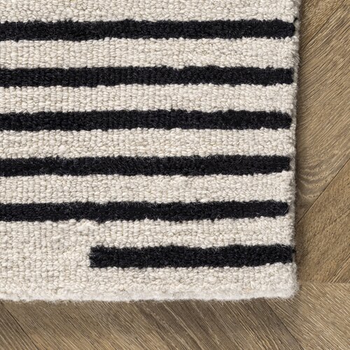 Steelside™ Kaden Handmade Contemporary Wool Ivory/Black Rug & Reviews ...