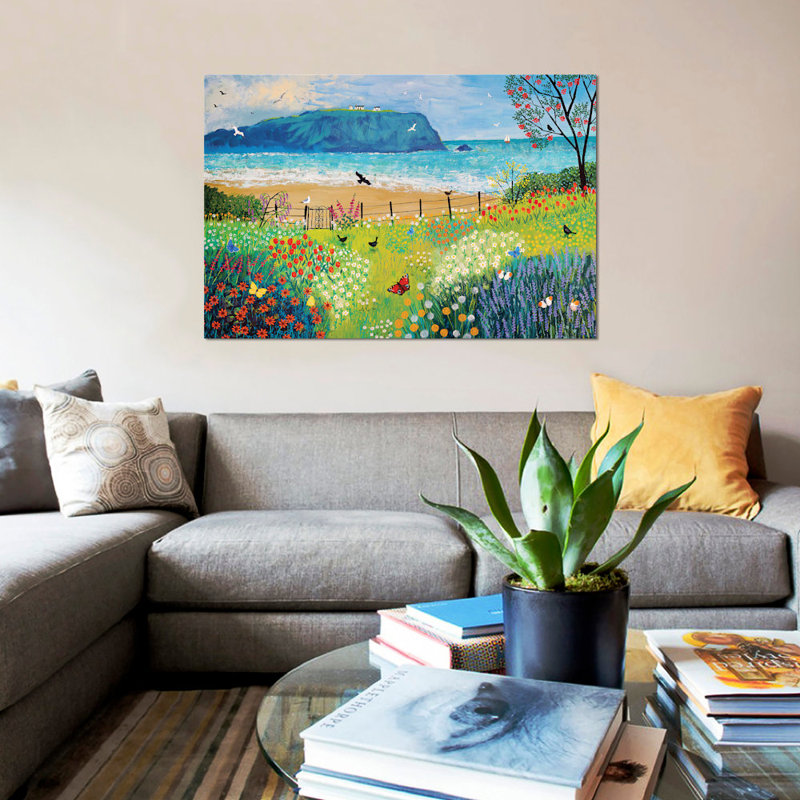 «Garden Beside the Sea» par Jo Grundy - Impression sur toile tendue sur châssis, H 32 po x l 48 po x P 1,5 po, Pas de tapis