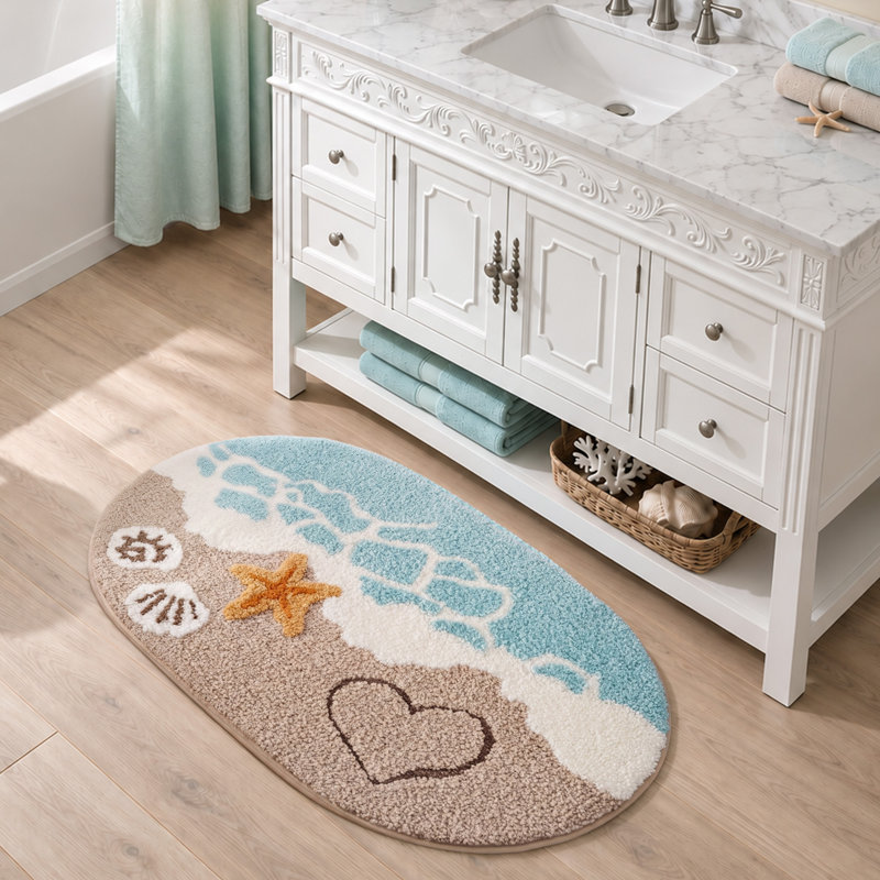Tapis de bain de plage antidérapant, lavable à la machine, absorbant et doux, L 30 po x L 60 po