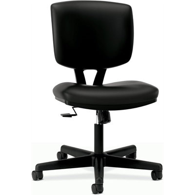 HON Volt Armless Desk Chair Small Office Chair No Arms Leather Task Chair - Ergonomic Office Chair Adjustable Synchro-Tilt Recline - Home Office Desk