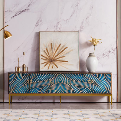 Modern Simple Design Blue TV Cabinet