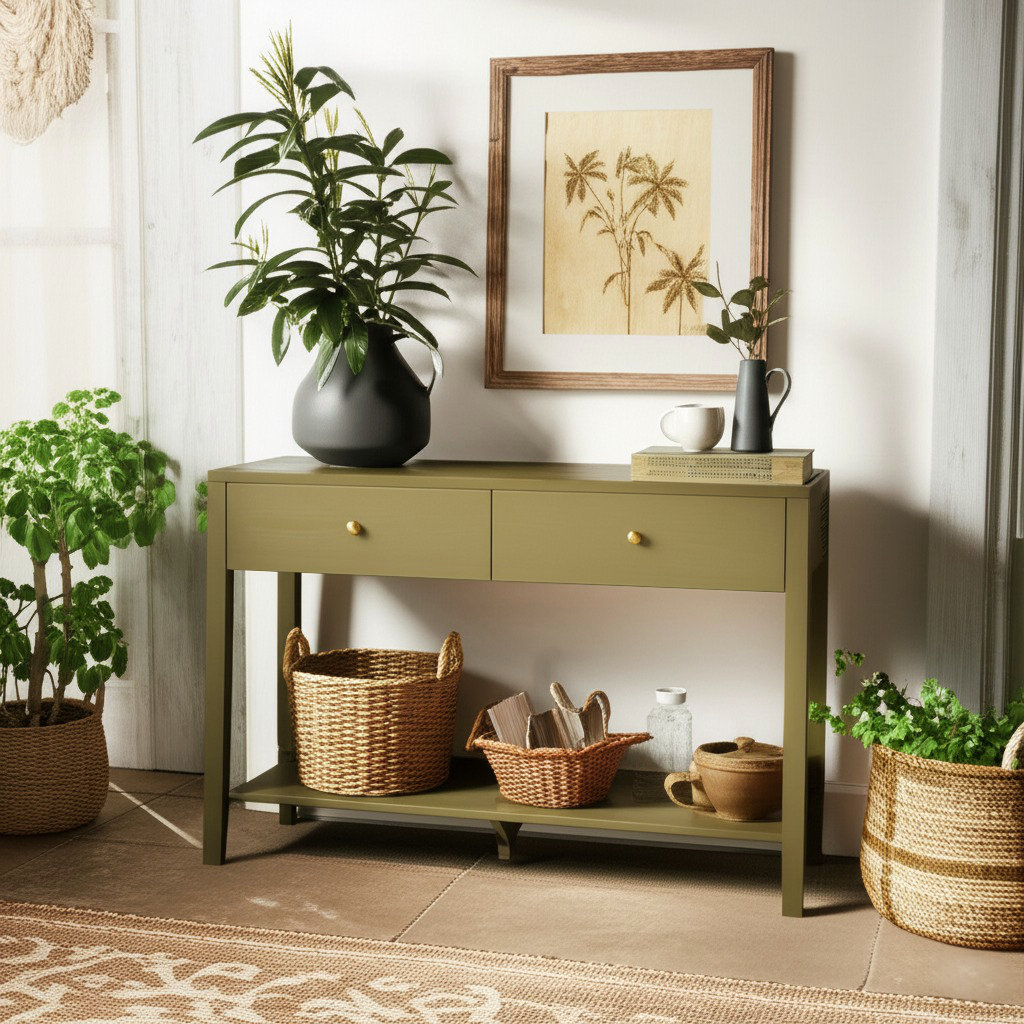 Gracie 48" Console Table, Olive Green