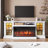 Farmhouse TV Stand with 36" Electric Fireplace and Glass Cabinet-1051040449-1036972831